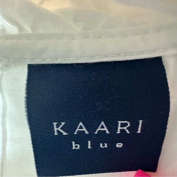 Kaari Blue Sleeveless Hi-Lo Blouse Ruffle Embroidered Flowers Sequins Size Small - Picture 3 of 6